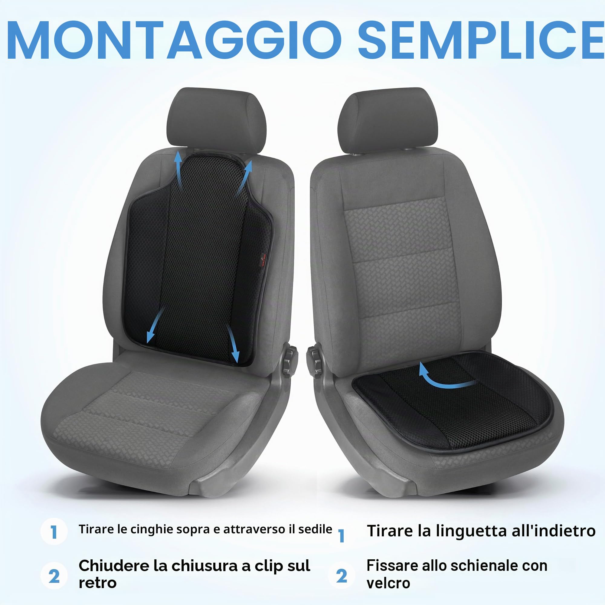WALSER coprisedile auto Aero-Spacer, proteggi sedile traspirante, cuscinetto protettivo universale con imbottitura, comodo coprisedile nero 13994