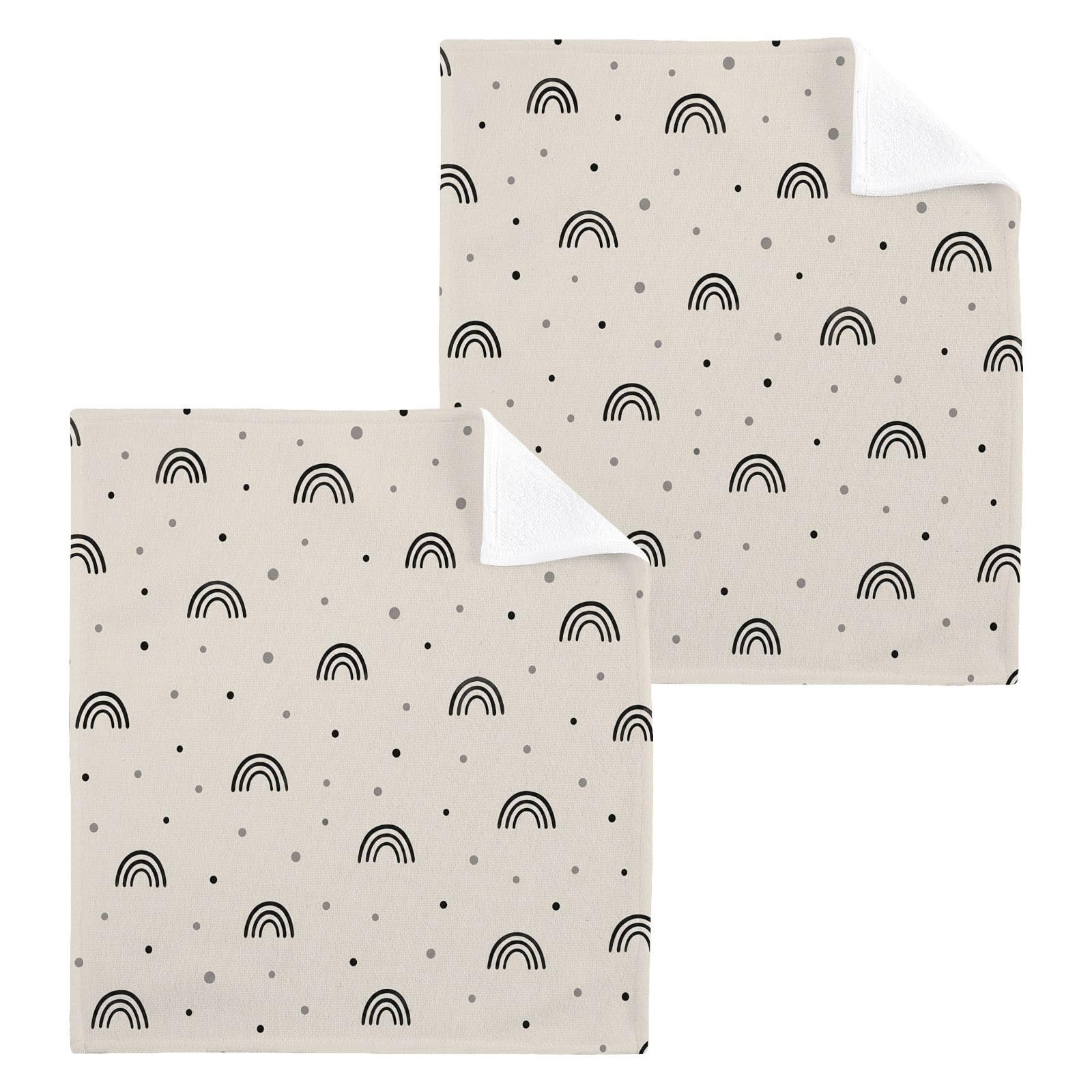 BOESI Rainbow Dots 12x12in Cotton Washcloth,Soft Absorbent Face Towel