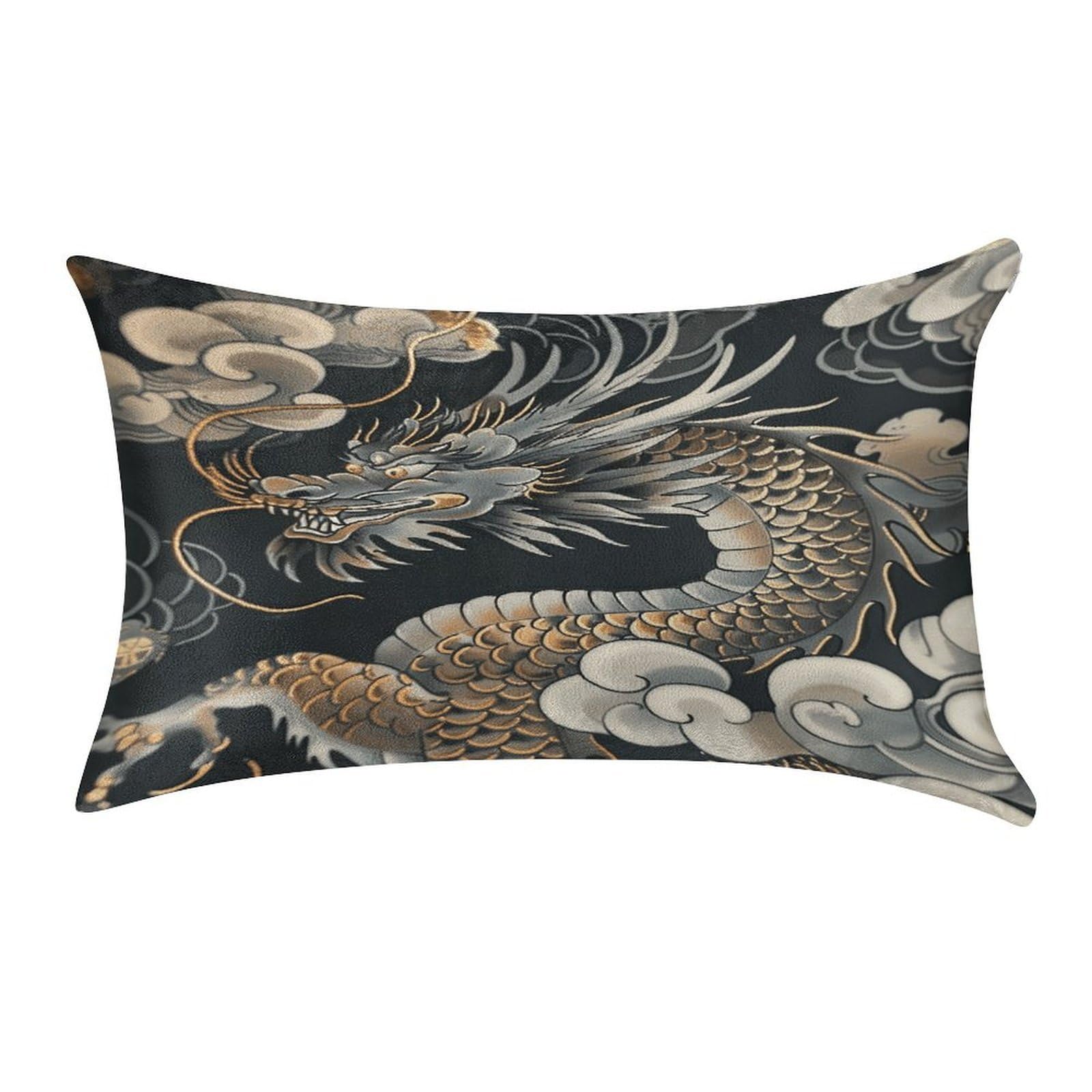 VstaDank Black Oriental Dragon Pillow Covers Rectangular Cushion Case Cozy Decorative Throw Pillowcase Luxury Lumbar Pillow Shells with Zipper Soft Velvet Pillows Shams 12 X 20 in