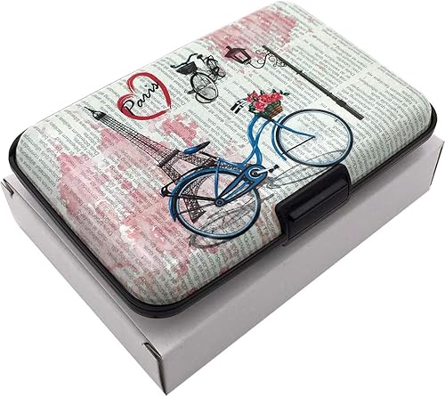 Miniatura 5 de Tarjetero para tarjetas de crédito con bloqueo RFID para mujeres o hombres, a prueba de robo, diseño delgado, cabe en el bolsillo, Bicicleta), NA