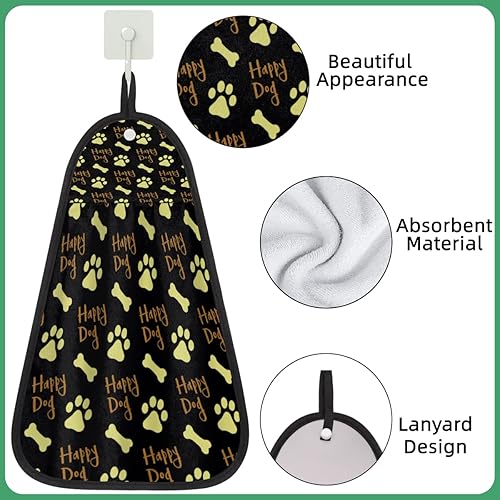 Miniatura 3 de Toallas de mano con estampado de patas de perro feliz, toallas de mano para baño, toallas de mano de secado rápido altamente absorbentes, toalla de