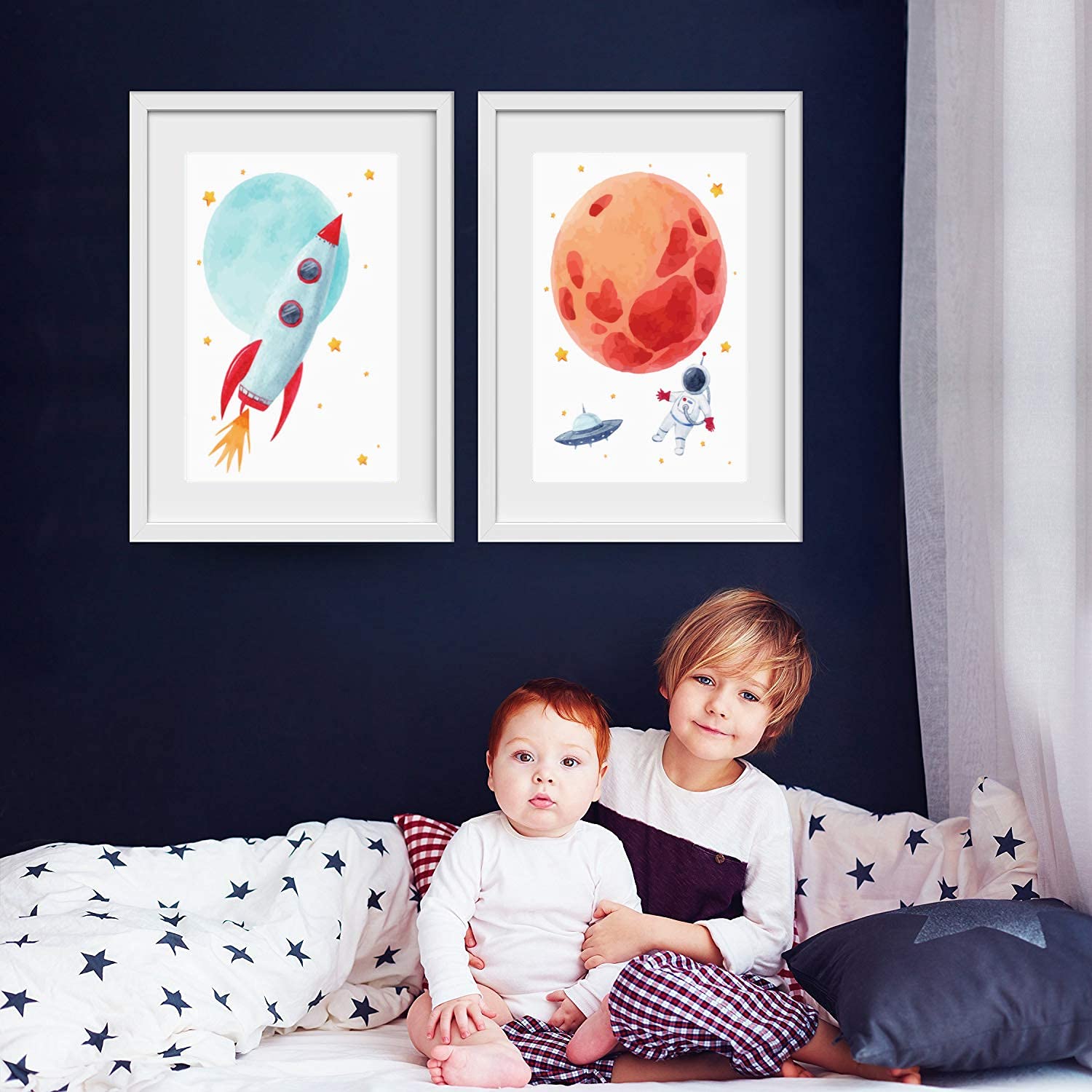 Pandawal Children's Room Pictures for Boy and Girl Space/Astronaut/Planets Deco 4 Poster Set (S2) for Children Wall Pictures in DIN A4 20x30 cm Posters - Image 4