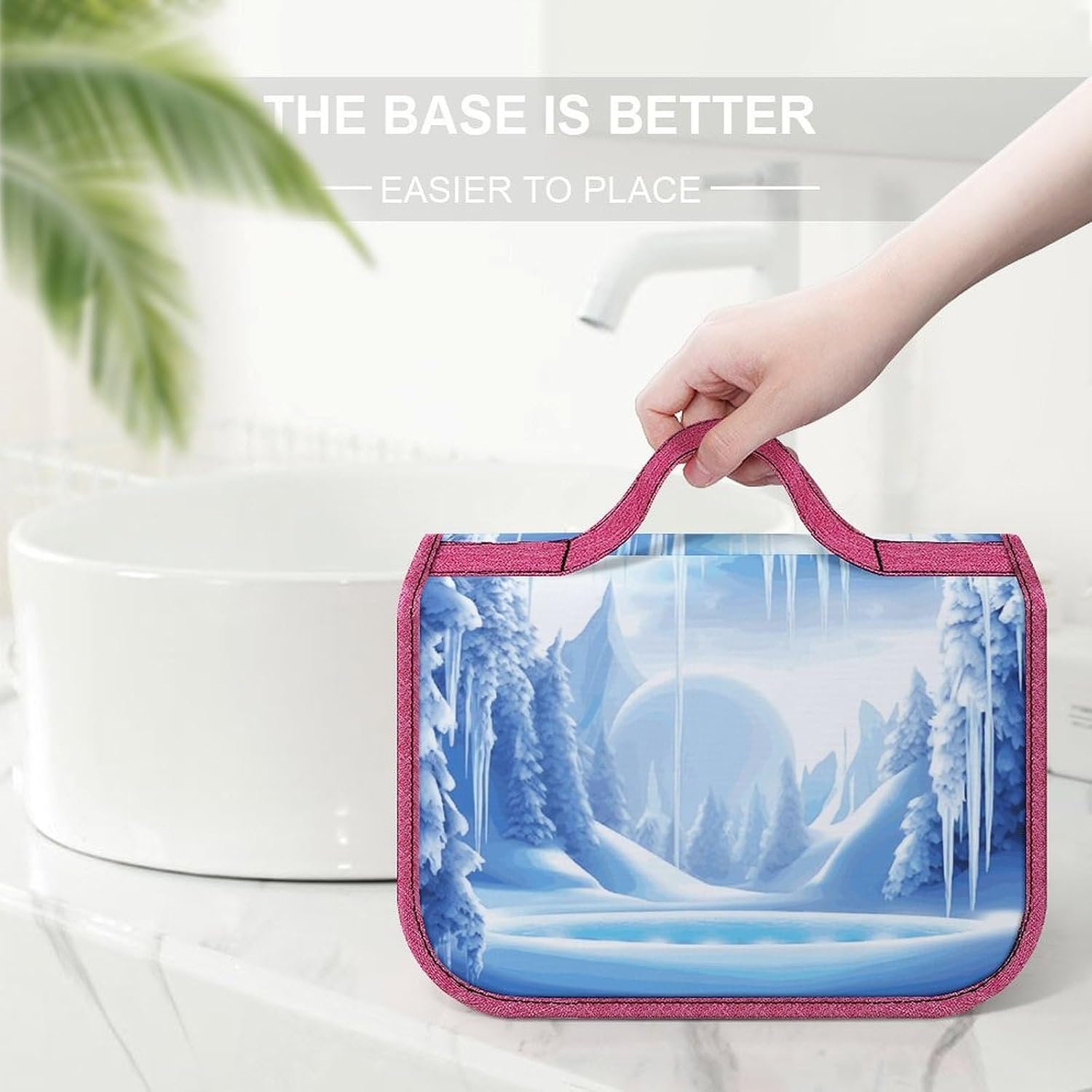 Snow Ice World Bag Travel Size Toiletries Thickened Canvas Fabric，Tote Bag with Handle Hanging Hook，makeup Bag for Travel, Fitness, Camping, Family Use, Etc. image 3