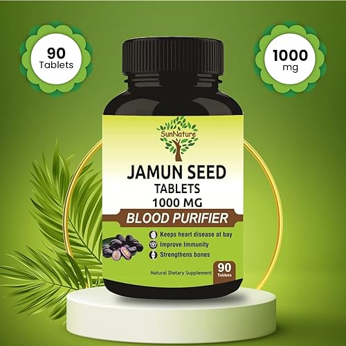 Miniatura 5 de SunNature - Tabletas de semillas de Jamun 90 tabletas, 1000 mg Suministro de 45 días Tabletas de Jamun Tableta de semillas de BlackBerry vegana