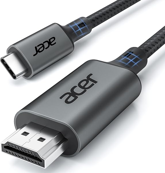 Acer Cavo USB C a HDMI 4K@60Hz, cavo Thunderbolt 4 3 Type C HDMI 2.0 compatibile con iPhone 16 Plus Pro Max 15 MacBook Pro Air Surface Pro 10 iPad Pro Air Galaxy S24 Ultra 2M - 1