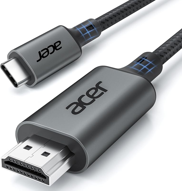 Acer USB-C - HDMI kábel 4K@60Hz, 2m - Thunderbolt 3/4 kompatibilis, alumínium-nylon borítás, iPhone 15/16, MacBook, iPad Pro, Samsung S24 ké