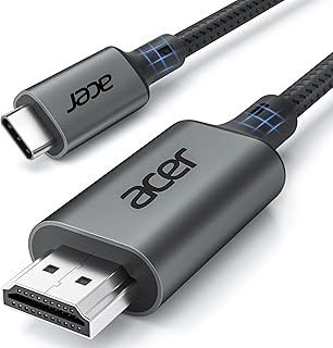 acer Cabo USB C para HDMI 4K@60Hz, Thunderbolt 3/4 cabo de tipo C a HDMI 2.0, compatível com iPhone 16 Pro Max, MacBook Air/Pro, Surface Pro, Galaxy S25 Ultra - 2 metros Recycled Claim Standard 100