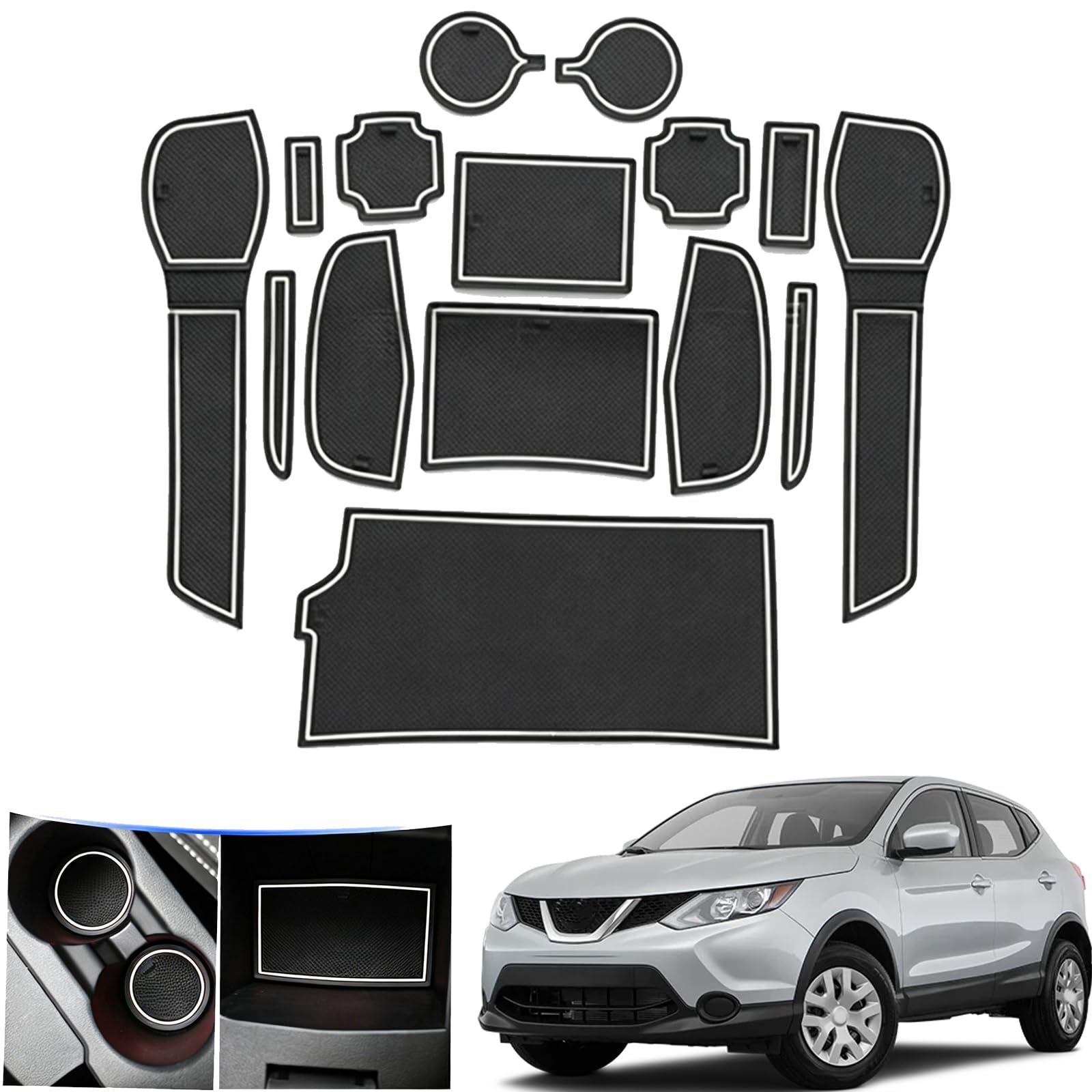 Alfombrillas antipolvo Nissan Qashqai 2017 con forros de consola
