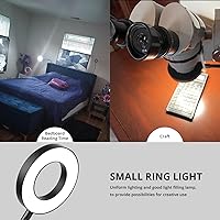 Vista 5 de Lámpara de escritorio con clip para lectura en casa, oficina en casa, 10 brillo regulable, 3 modos, anillo de luz de abrazadera para cabecera