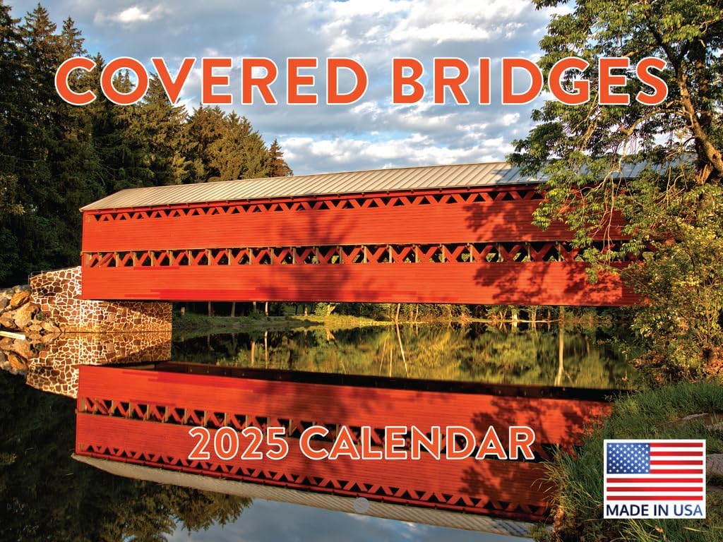 Covered Bridge Calendar 2025 Monthly Wall Calender 12 Month
