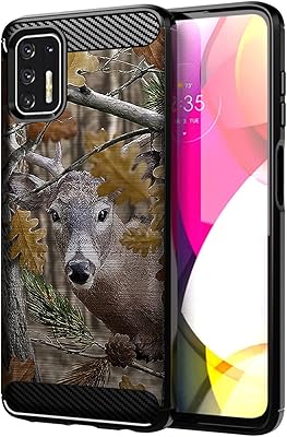 Cases on Deck Deer Case Compatible with [Motorola Moto G Stylus (2021 Version) / G Stylus Case] Hunters Series Slim No Bulk Carbon Fiber Texture Black Flexible TPU Material (Deer Tree Camo)
