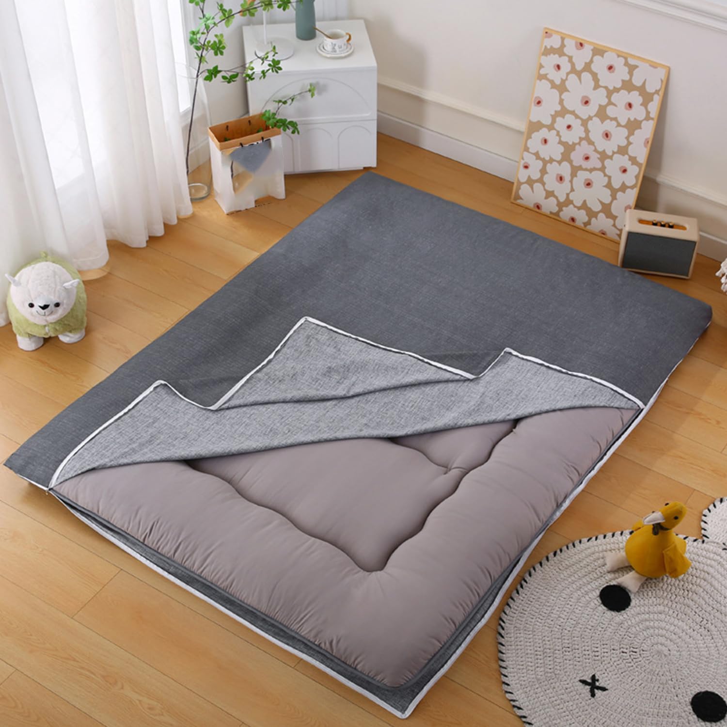 LDLCYCN ,H,120x200cm/47 * 79in, Cotton Futon Mattress Cover Zippered Traditional Japanese Floor Mat Cover