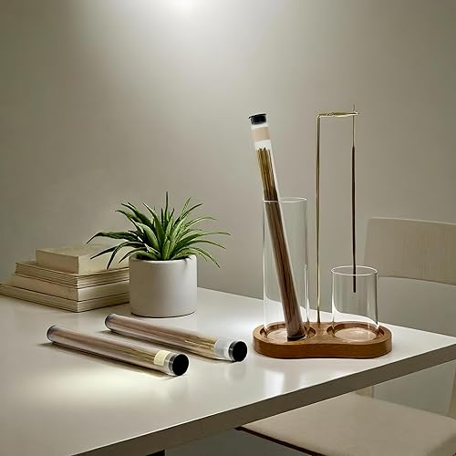 Miniatura 2 de Soporte de incienso de vidrio, soporte para quemador de incienso con almacenamiento, soporte de incienso para colgar boca abajo para palos con