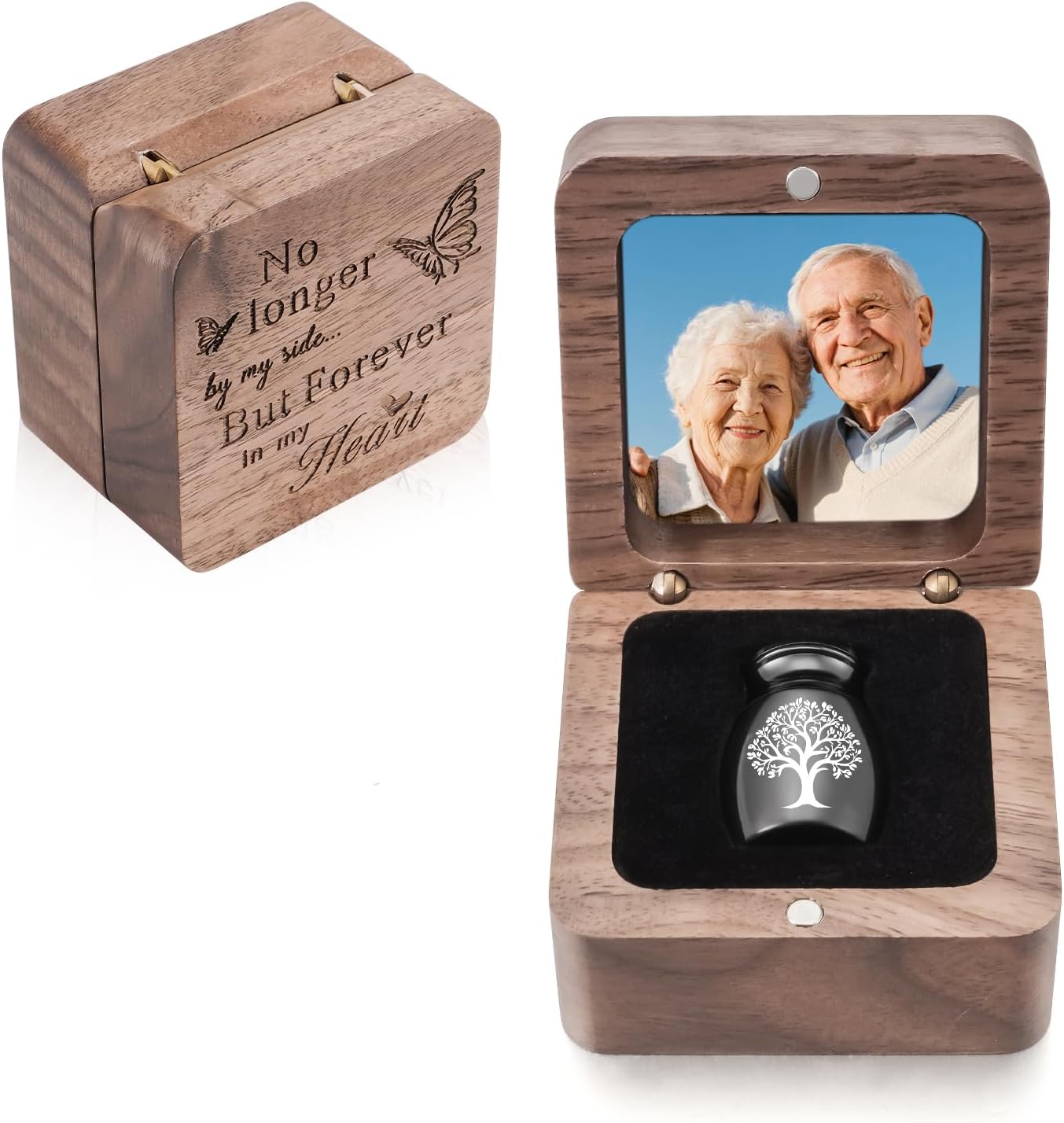 Customize Box Small Urn for Human Ashes for Men Women Cremation Urn for Ashes-Black