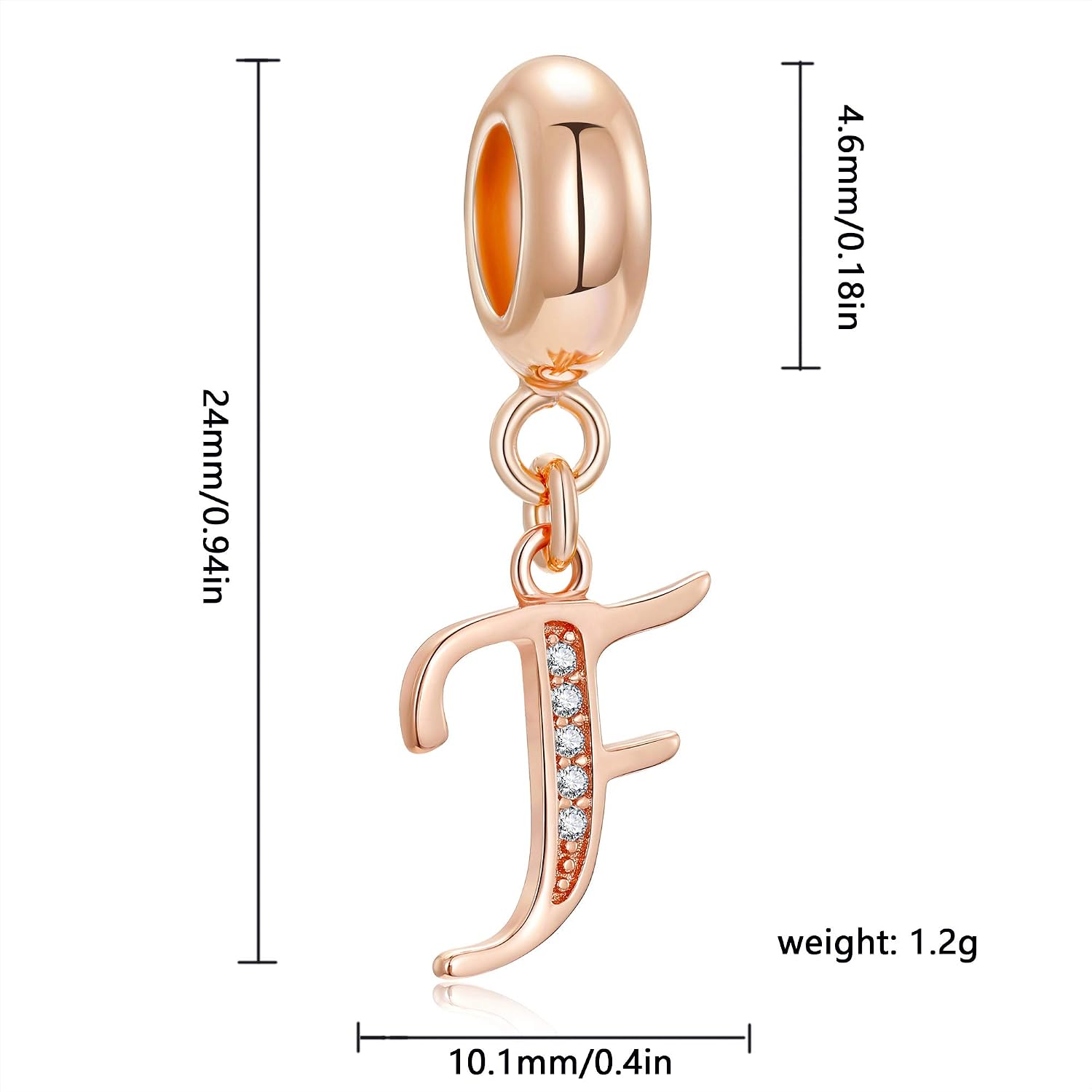 Initial A-Z Letter Charms Rose Gold 
