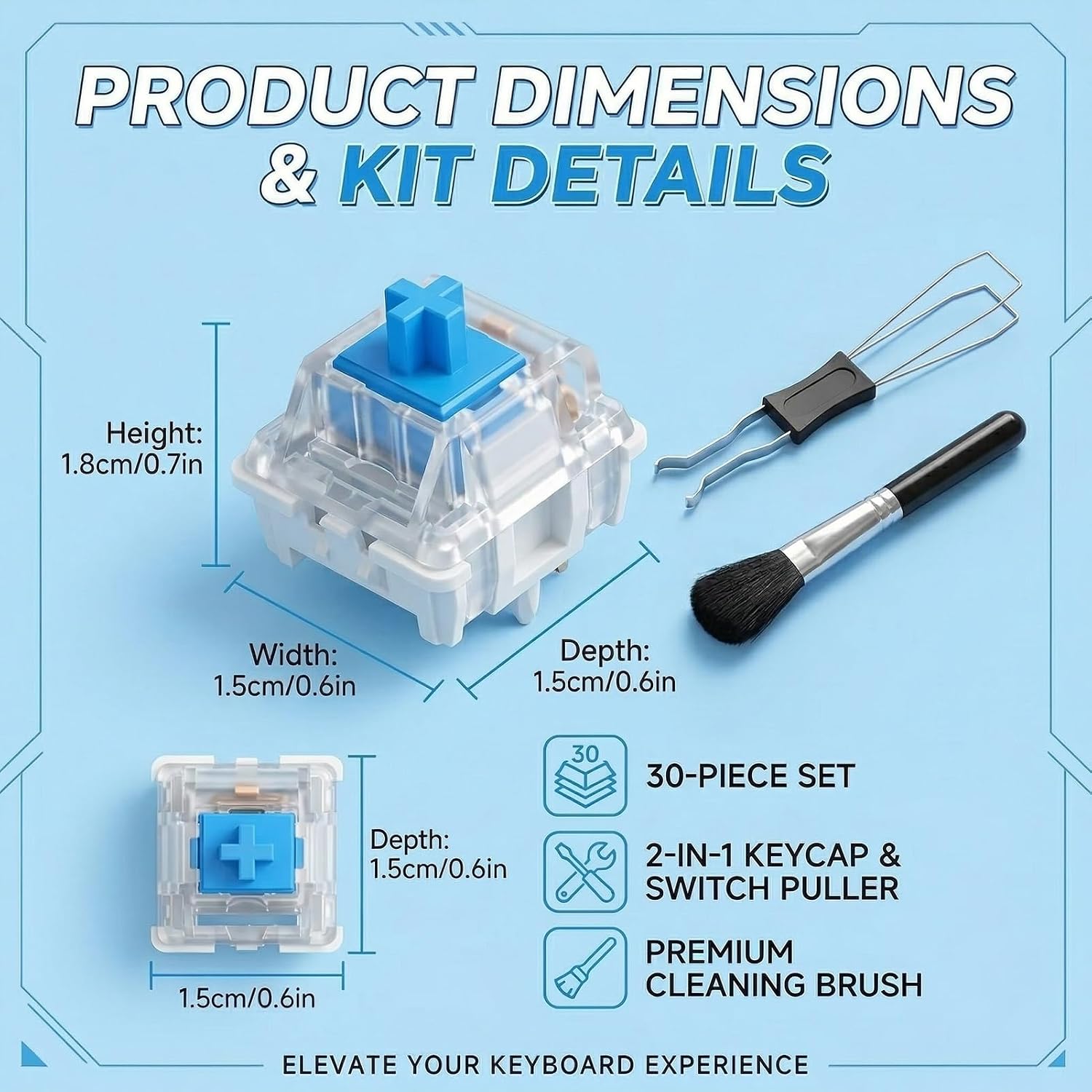 Keyboard Switches 30 Pcs with Puller Brush