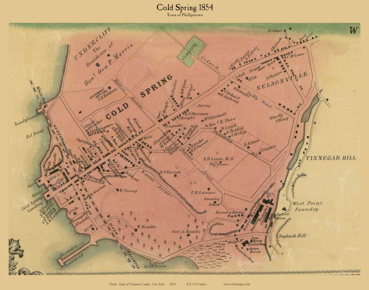 Old Town Spring Map Amazon.com: Cold Spring Village 1854 Old Town Map With Homeowner Names New  York Phillipstown - Reprint Genealogy Putnam County Ny Tm : Handmade  Products