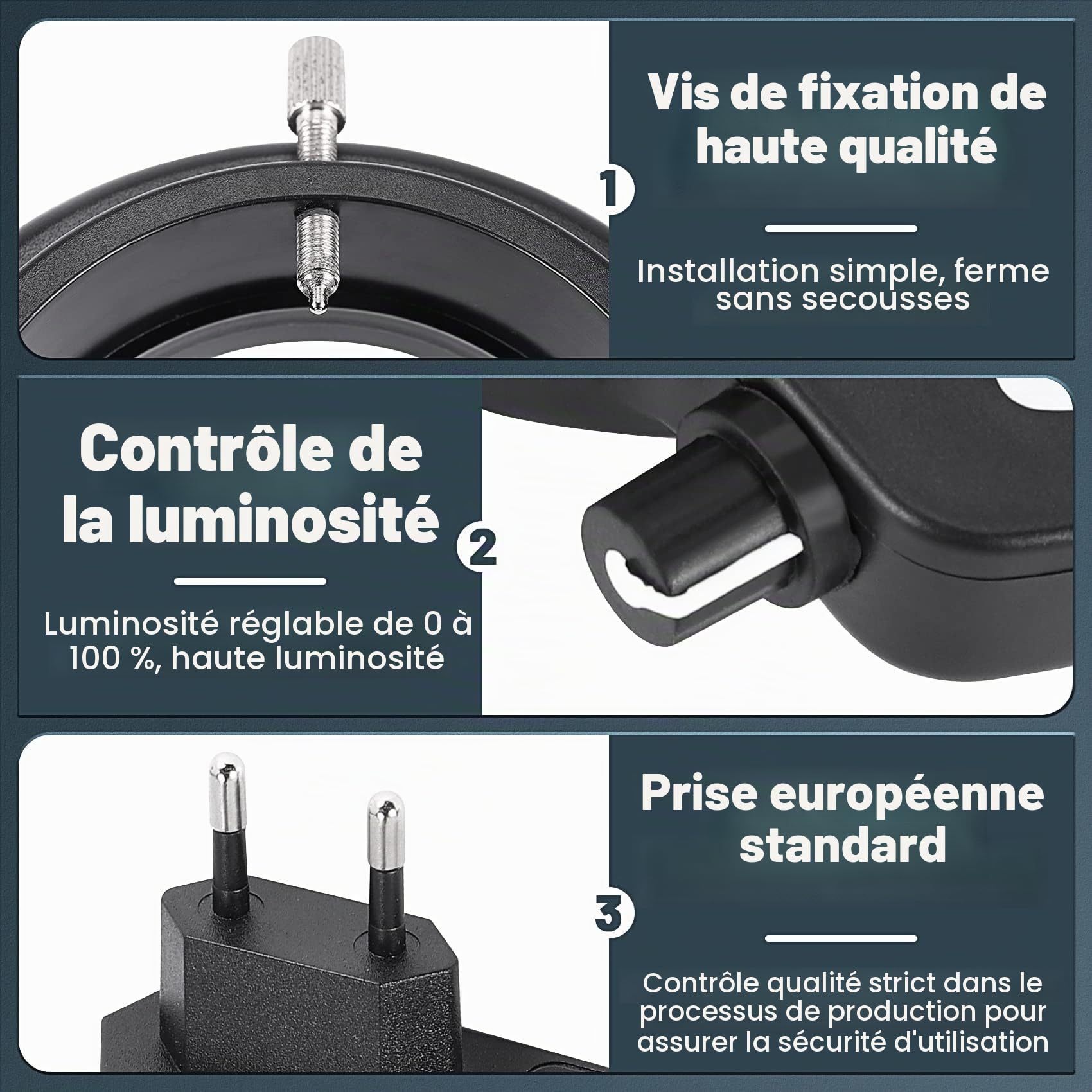 144 LED Lumière Anneau pour Microscope Optique, Source Lumineuse 6000 K de Caméra de Microscope, Lampe de Microscope Stéréo à Lumière, Lampe Source de lumière pour réparation de
