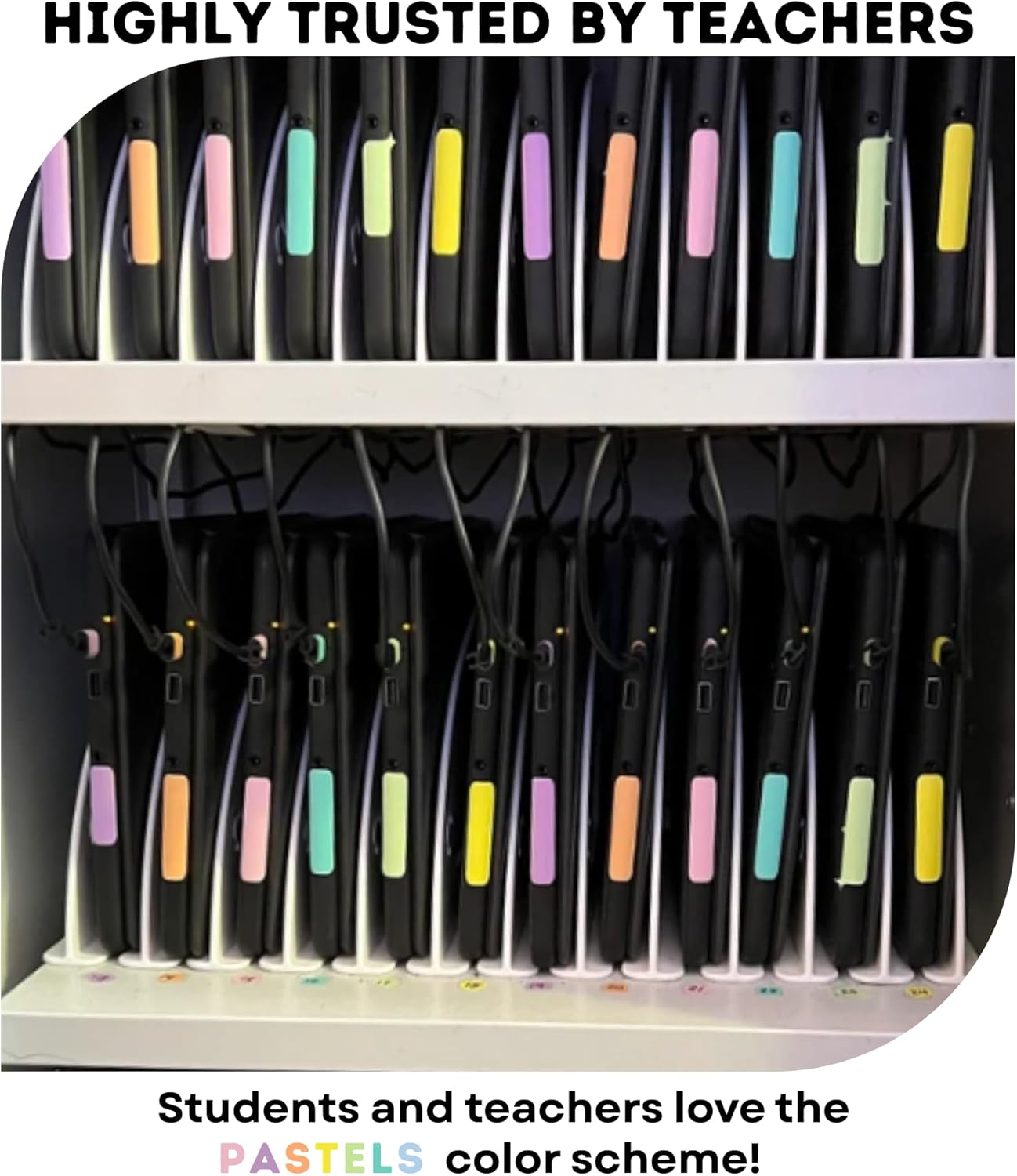 Classroom Color Coded Chromebook Laptop Labels for Student Classroom Devices (Pastel Colors, Qty for 35 Devices)