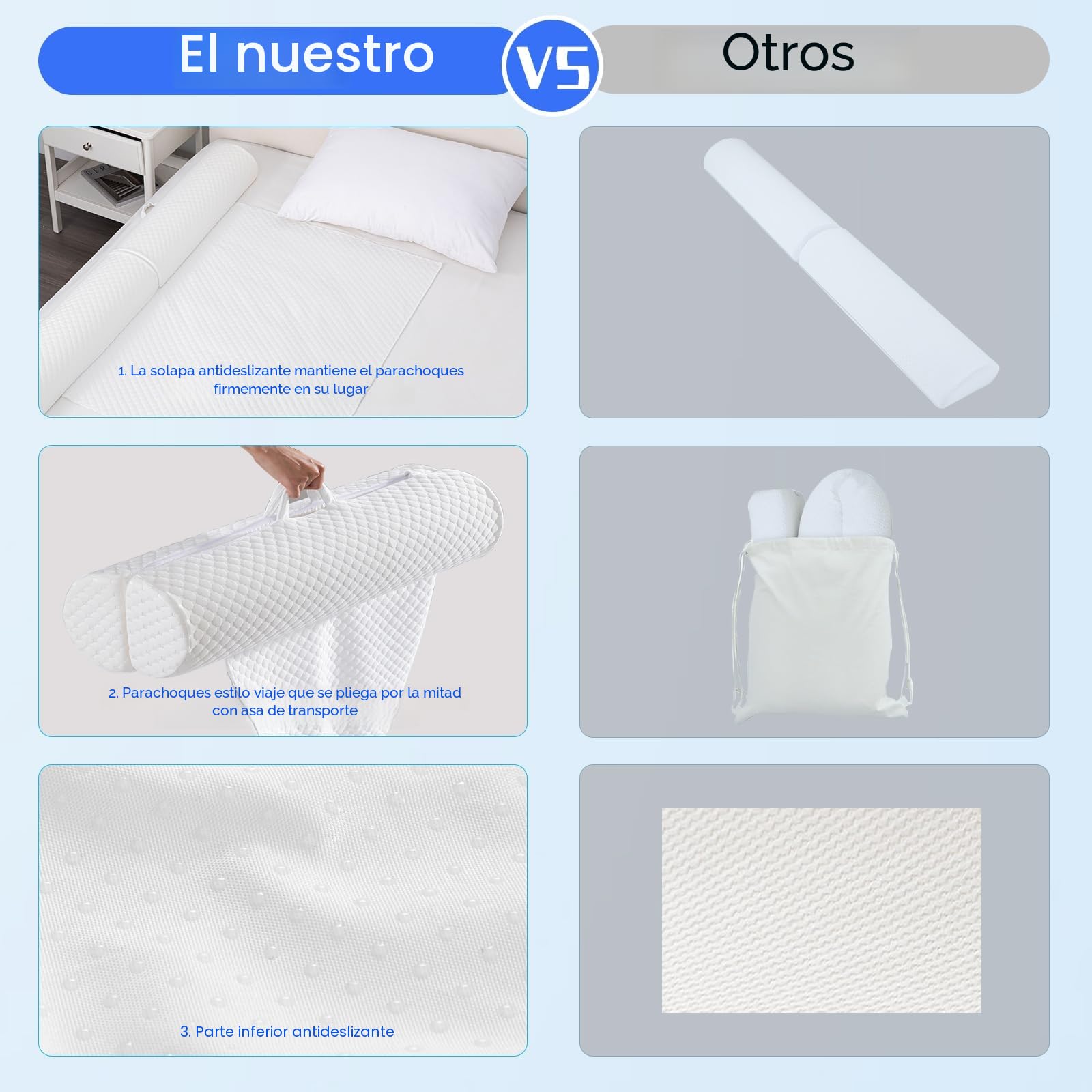 YIHATA Plegable Barrera Seguridad NiñOs Cama, PortáTil Barandilla Cama NiñO con Asa, Barandilla Cama Adulto con Antideslizante Acolchado Y Lavable a MáQuina, Apto para Todas Las Camas - 2 Unidad