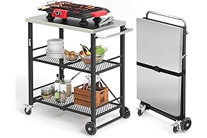 LUE BONA Foldable Kitchen Cart - Roll Away Design for Space-Saving