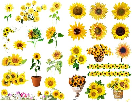 Seasonstorm Diario estético de girasoles amarillos Diario de viaje Diario de papel Pegatinas de papel Scrapbooking Papelería