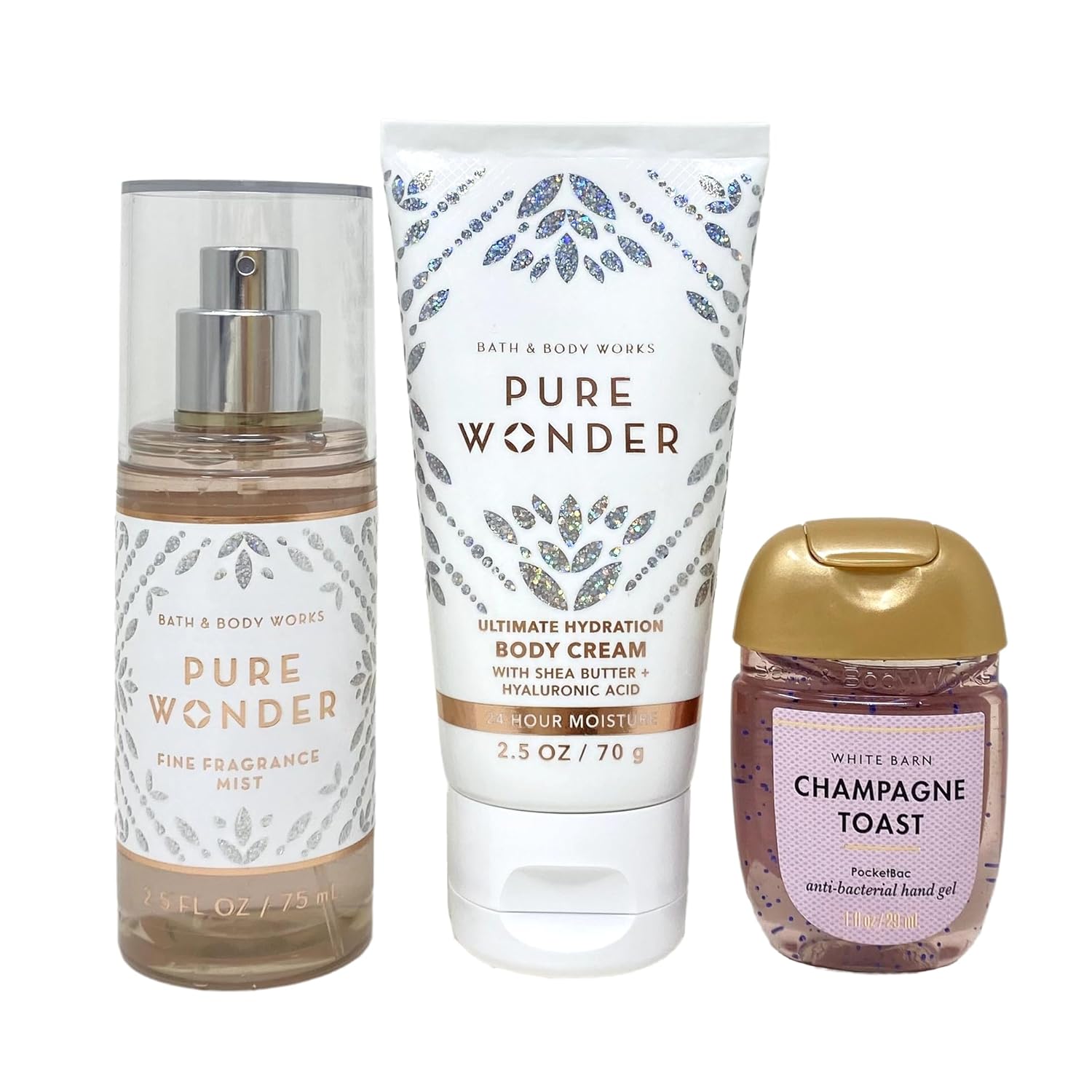 Bath & Body Works Pure Wonder You Are Wonderful Mini Gift Bag Trio - Fragrance Mist - Body Cream and Hand Gel - with a Himalayan Salts Springs Sample Soap - Travel Size