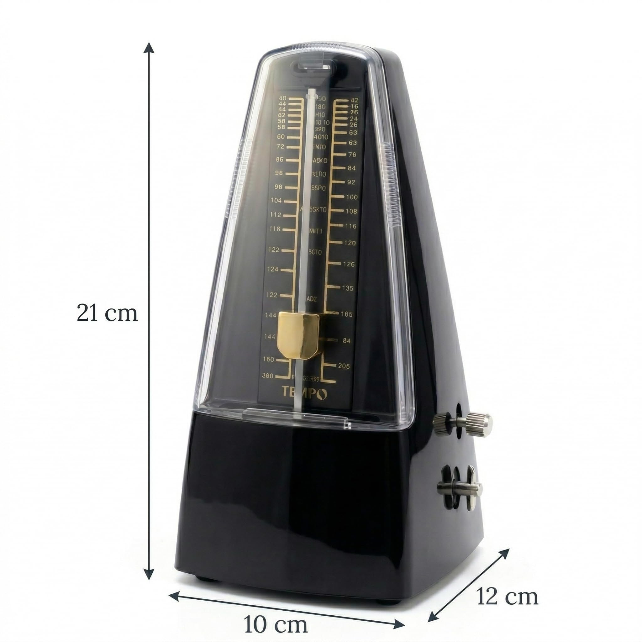 TEMPO Métronome Mécanique Noir À Balancier Avec Cloche, Metronome Piano, 40 À 208 BPM, Pour Guitare, Violon, Batterie, Saxophone, Flûte, Clarinette