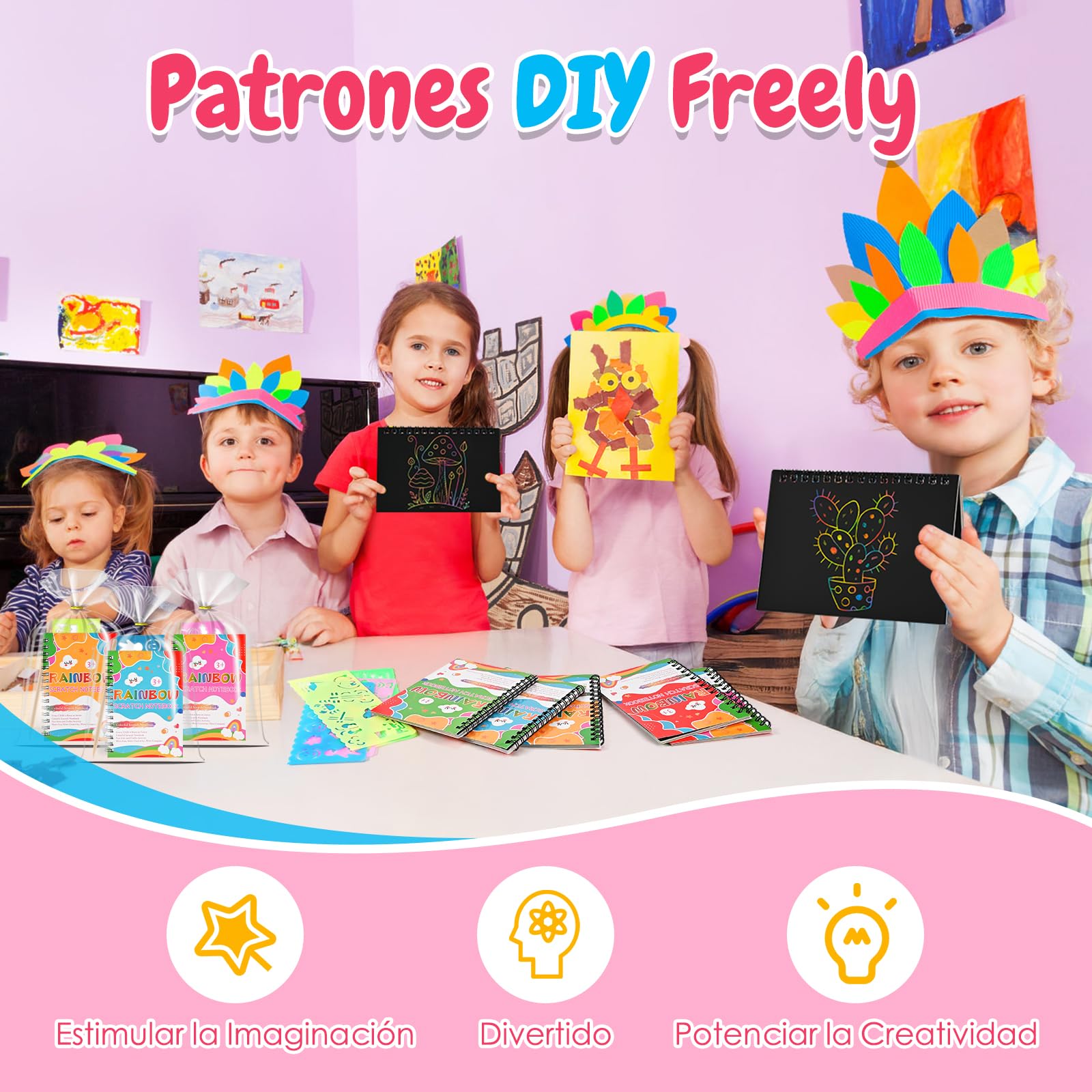 GOLDGE 20 Libros Scratch Art, Kit Manualidades Niños para Detalles Cumpleaños Niños|Juguetes Niña y Niño, Regalos Cumpleaños Niños Colegio Invitados con Bolsas|Regalo Niña y Niño 2 3 4 5 6 7 8 9 Años