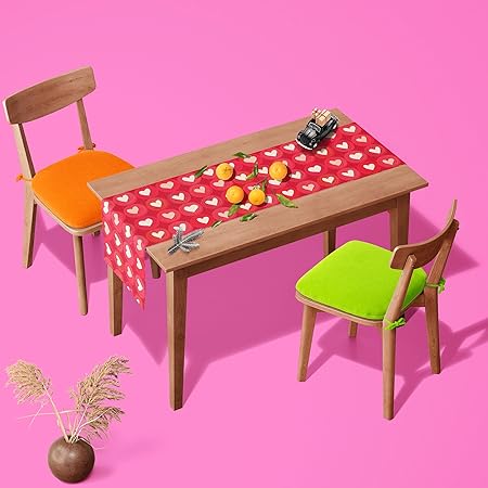 ArtzFolio Hearts | Table Runner for Dining & Center Table | Cotton Canvas Fabric | 16 x 72 inch (41 x 183 cms)