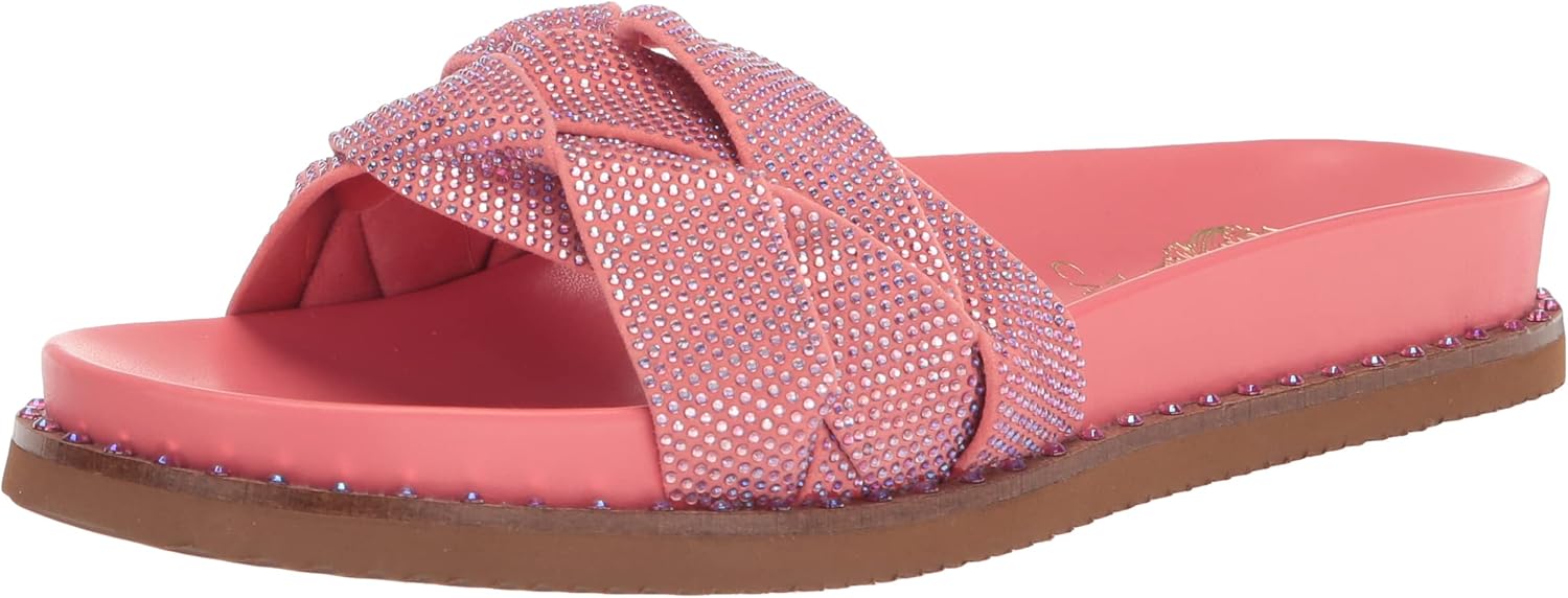 Vince Camuto Women's Footwear Women's Kevind Woven Flat Sandal Slide, Ultra Coral, 9.5