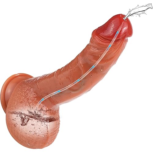 Squirting Dildo Ejaculating Toy, 8 Inch Realistic Dildos Soft Feel Like Real Skin, Silicone Anal Dildo with Strong Suction Cup for G Spot Anal Play, Adult Sex Toys for Women