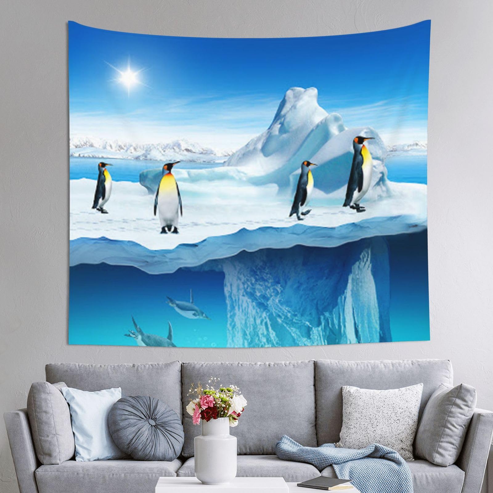 WKSGDSG Decoration Tapestry Wall Hanging For Bedroom, Penguins, 152x130cm Dorm Decor, Lightweight Easy Hang Wall Art For Living Room, Aesthetic Tapestries For Outdoor, Ceiling, Doorway, Camping