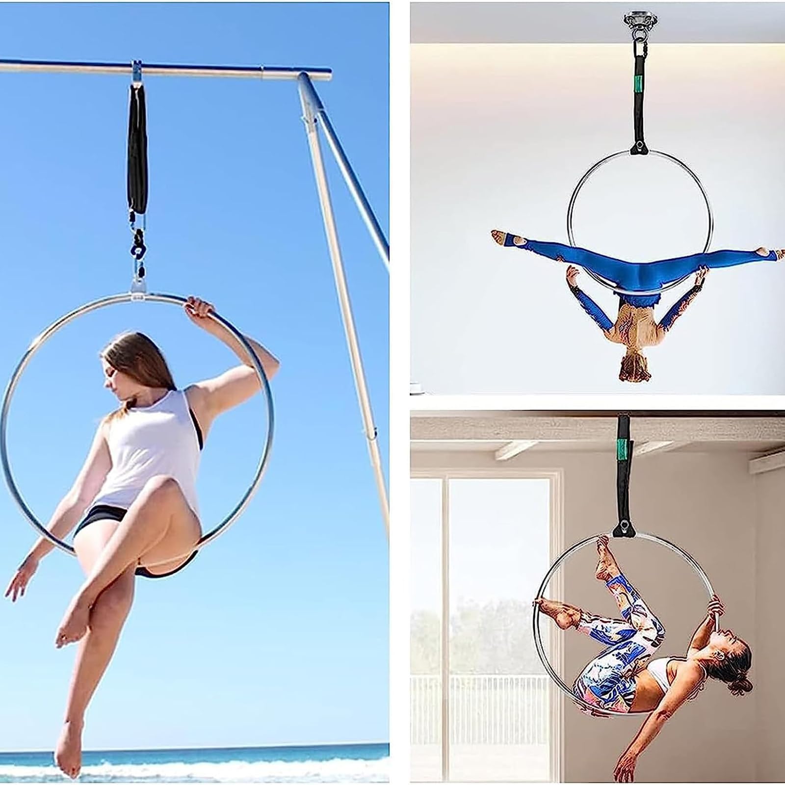 Set di Cerchi Aerei a Cerchio Lyra, 80 cm/85 cm/90 cm/95 cm/100 cm Set di Anelli Aerei Set Completamente Testata a 500 libbre Attrezzatura Aerea a Punto Singolo, per Lo Studio di Danza,85cm