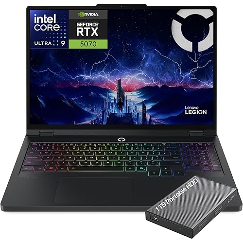 Lenovo Legion Pro 5i 16" Gaming Laptop, 2.5K WQXGA PureSight 165Hz OLED Display, Intel Core Ultra 9-275HX, NVIDIA GeForce RTX 5070, 32GB RAM, 1TB SSD, Wi-Fi 7, RGB Backlit, Win 11, w/1TB Portable HDD