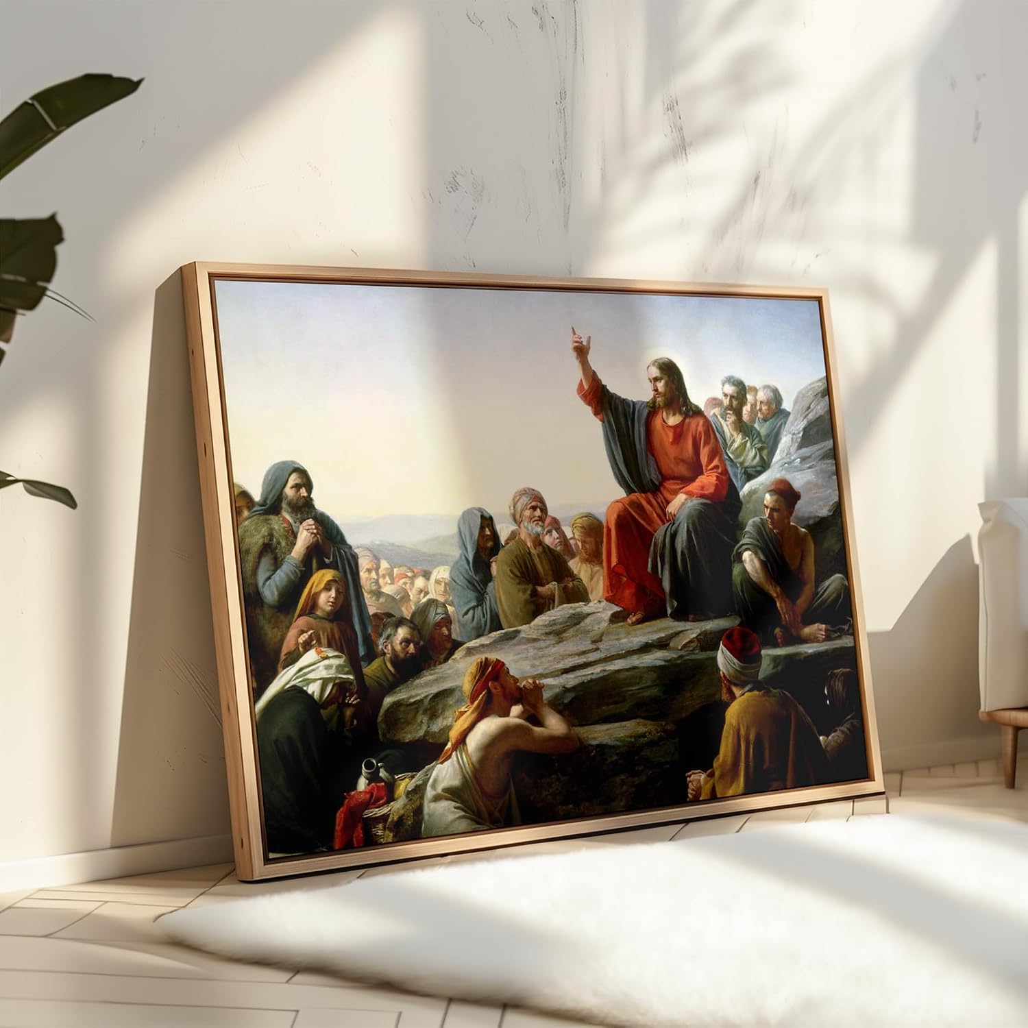 Poster Master Vintage Sermon on the Mount Poster - Retro Jesus Preaching Print - Jesus Christ Art - Gift for Men & Women - Religious Decor for Living Room, Chapel or Church - 8x10 UNFRAMED Wall Art