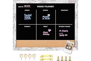 【2023 Upgraded】 Magnetic Weekly Chalkboard & Cork Board, Calendar, Chalkboard & Bulletin...