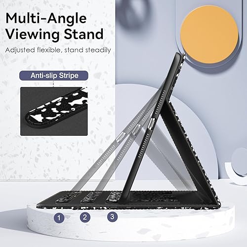 Miniatura 4 de OKP Funda para iPad de 9 generación 20218 generación 20207 generación 2019 de 10.2 pulgadas, con visión multiángulo, funda de piel sintética con