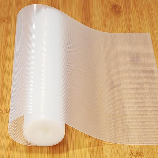 Drawer Mat, 45 x 610 cm, Non-Slip Mat, Waterproof Fridge Mats, Non-Adhesive, Durable, Washable Mats for Shelves, Cupboards, Drawers, Fridges, Home, Office, Shoe Rack