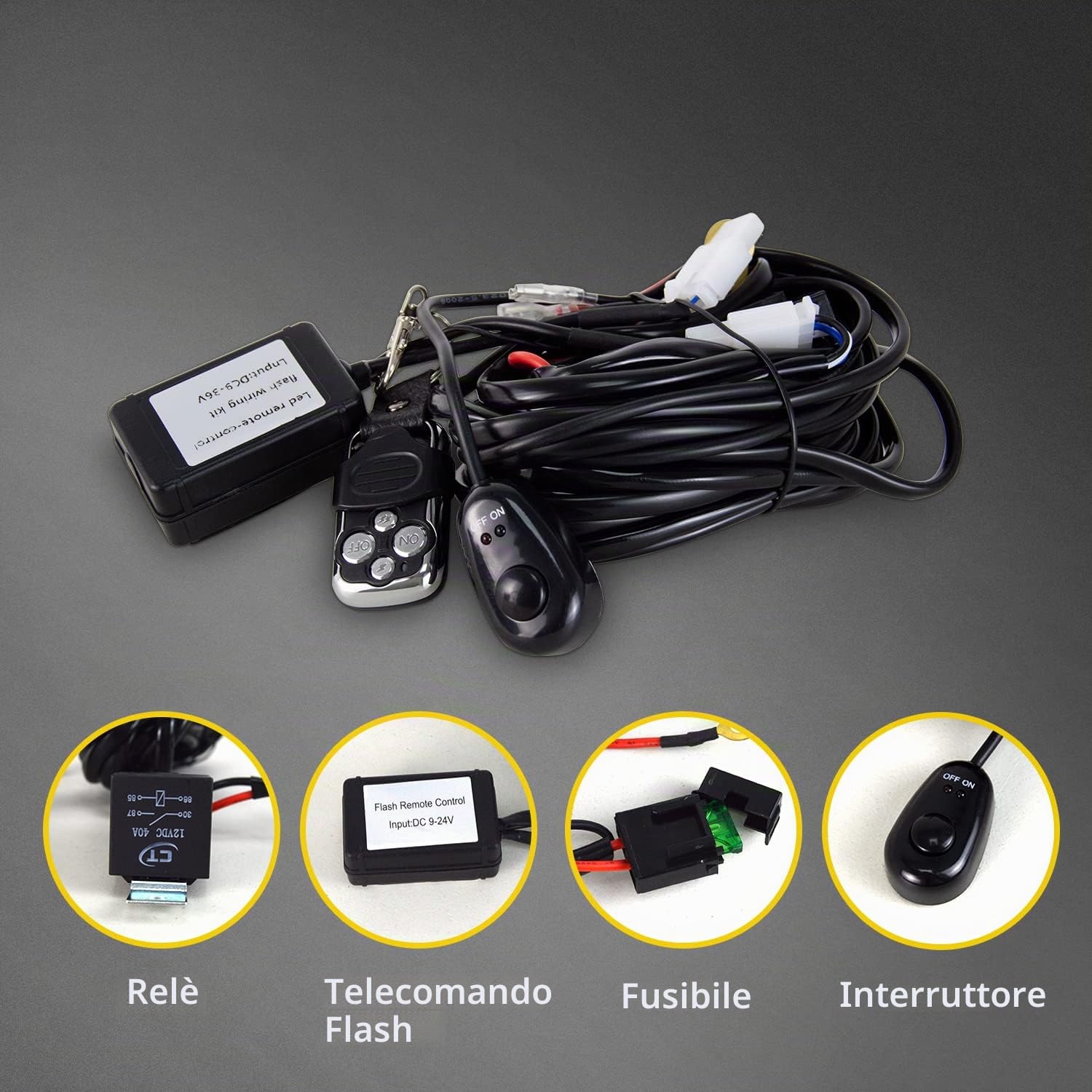 AUXTINGS Curvo Barra luminosa a LED da 56 cm con cablaggio del telecomando, fascio di inondazione spot a tripla fila barre led fuoristrada, luce di lavoro stroboscopica luci di guida impermeabile