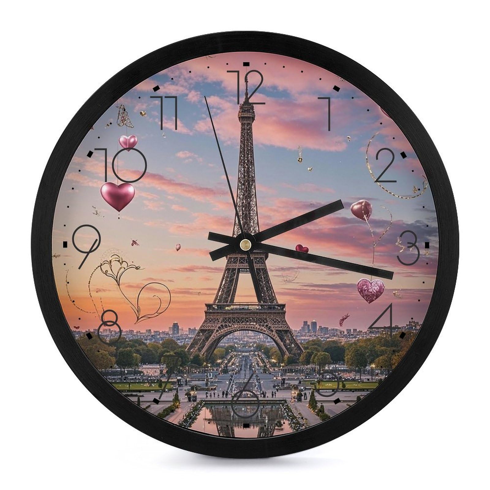 Horloge murale Paris 25,4 cm silencieuse et ronde à piles