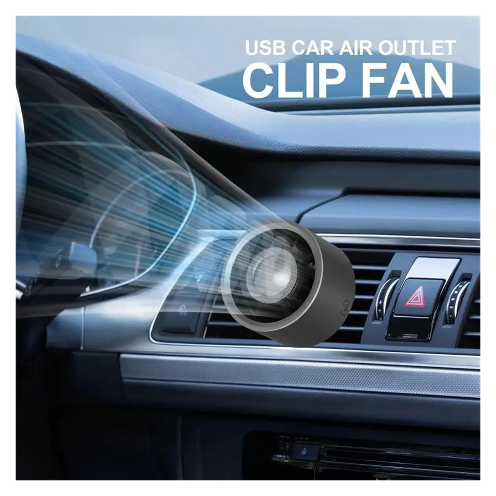 Ventilador Portátil Doble Para Coche Mini Ventilador Refrigeración Clip Salida Aire USB Pequeño Con Iluminación Ambiental 3 Velocidades Eléctrico Ajustable(Khaki)