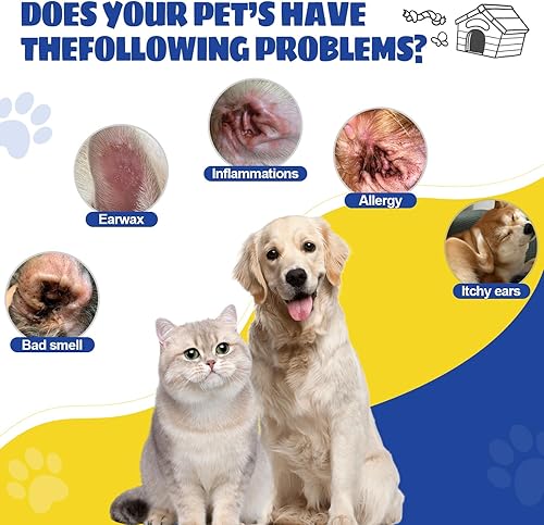 Miniatura 2 de Tratamiento de infección de oído de perro, solución de limpieza de oídos para perros con polvo de oído, lavado de oídos para mascotas, elimina