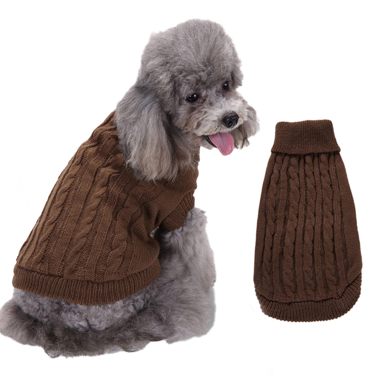 FEimaX Suéter para Mascotas, Abrigo Cálido para Perro Gato Ropa de Invierno de Cachorros Jersey Suave Cómodo Sudadera de Punto para Perros Pequeños y Medianos Gatos