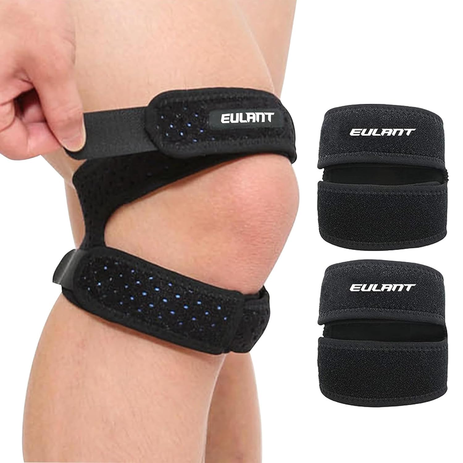 EULANTPatellar Tendon Support Strap Knee Brace Patella Stabilizer for Knee Pain Relief, Dual Patella Knee Straps for Running, Arthritis, Jumper, Tennis Injury Recovery