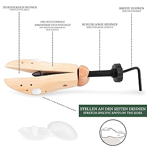 Tendiscarpe In Legno Di Faggio Regolabili - Allarga Scarpe, Anti-Piega, Per Uomo E Donna, Diverse Misure - Foto 6