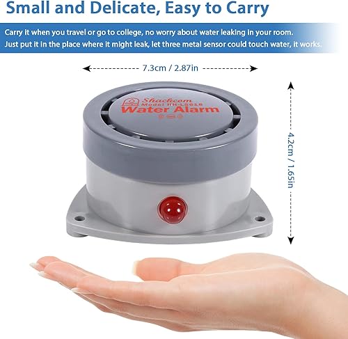 Miniatura 2 de Detector de fugas de agua, 1 unidad, alarma de agua Shackcom de 110 DB, inalámbrica, impermeable y funciona con pilas, alertas de audio y luz para