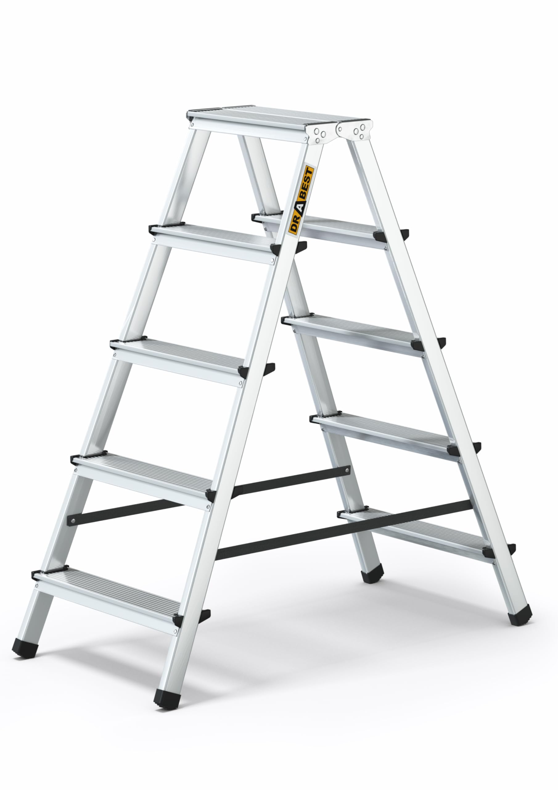 Drabest 5-Step Aluminum Double-Sided Household Ladder 125 KG Capacity - Step Ladder With Work Platform – Ladders Multi Purpose – Step Ladders 5 Step – 46 x 109 x 16 cm