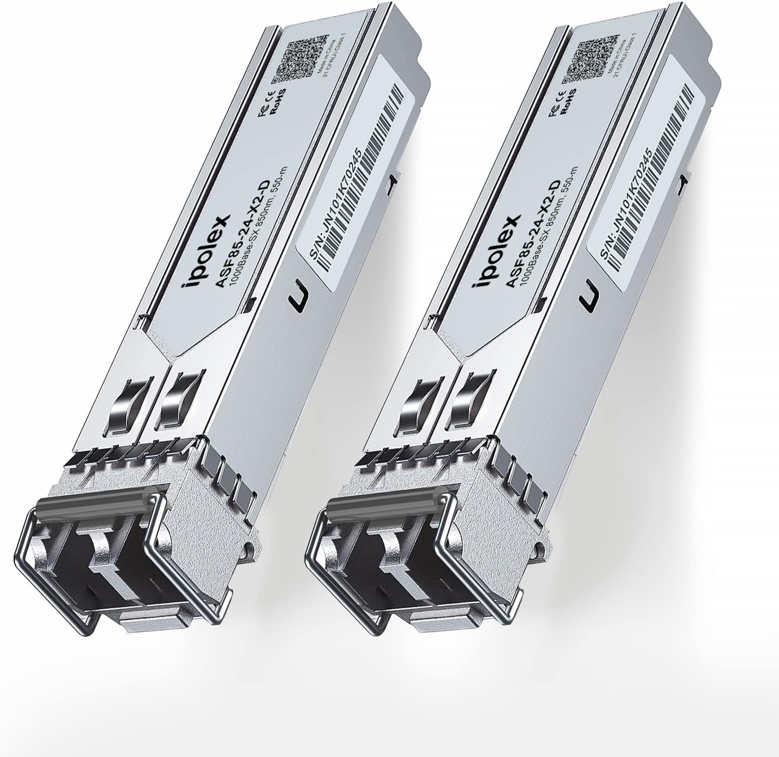 ipolex 1.25G Multimode SFP to Fiber Transceiver, 1000Base SX SFP Module, 850nm MMF, for Cisco GLC-SX-MMD/SFP-GE-S, Ubiquiti UF-MM-1G, Netgear AGM731F, Meraki, TP-Link, Mikrotik and More, 2 Pack