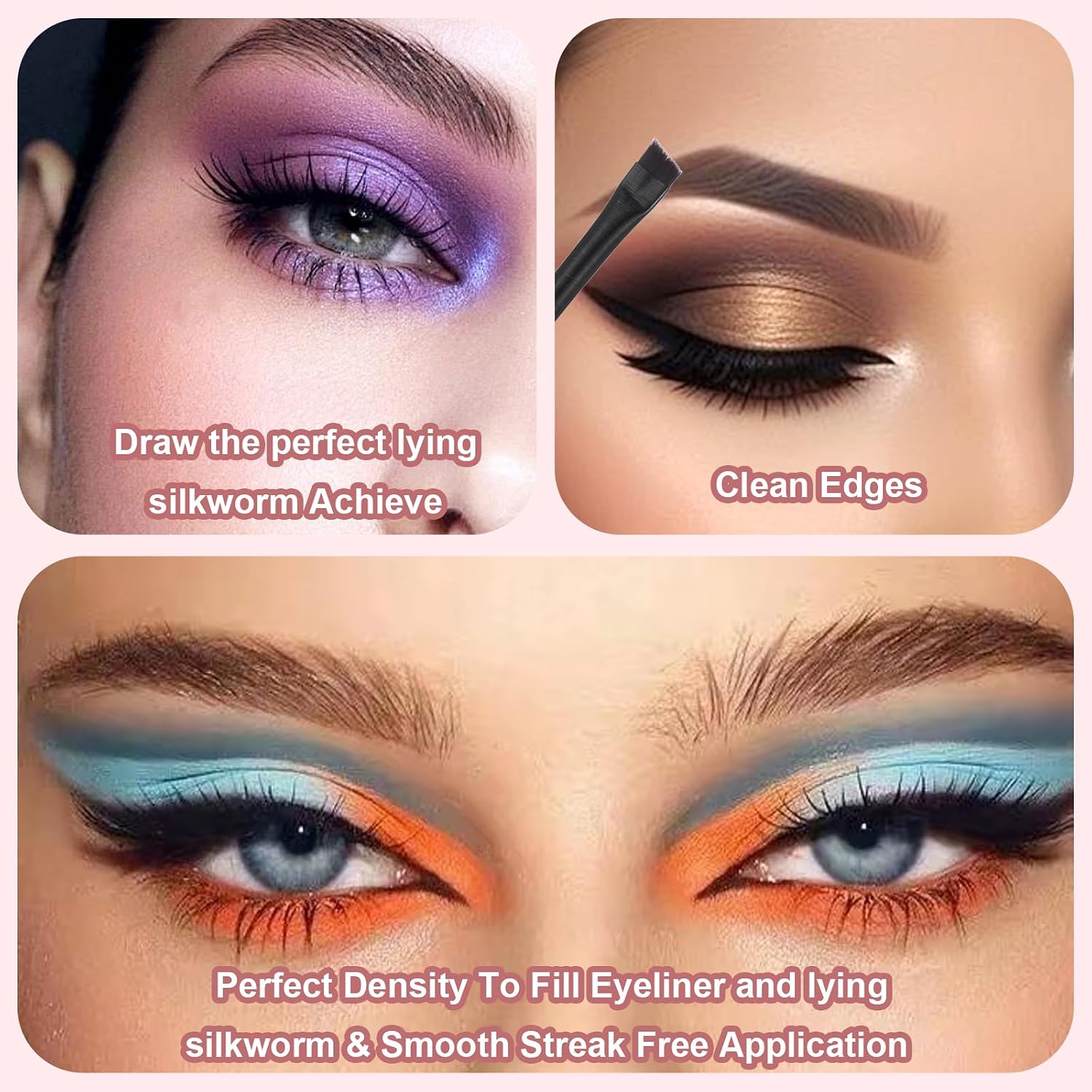 14 Pcs Angled Eyeliner Brush Precision Thin Eye Liner Makeup Brushes Professional Concealer Brow Brushes Soft Flat Eyeliner Brush Makeup Tool for Women Cosmetic Liquid Blending Cream brushes